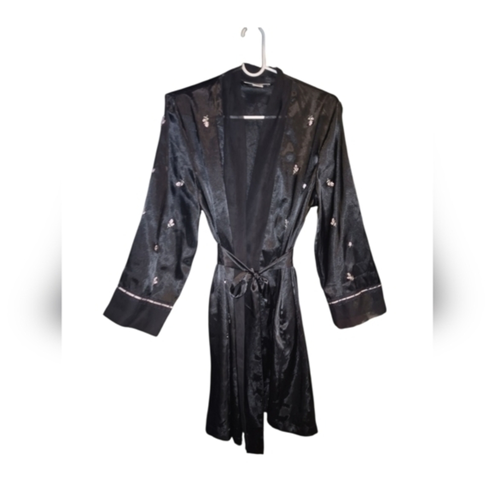 Morgan Taylor Intimates Womens Black Belted Robe Sz M